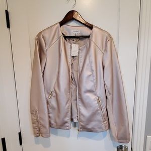 Calvin Klein Pink Faux Leather Jacket NWT